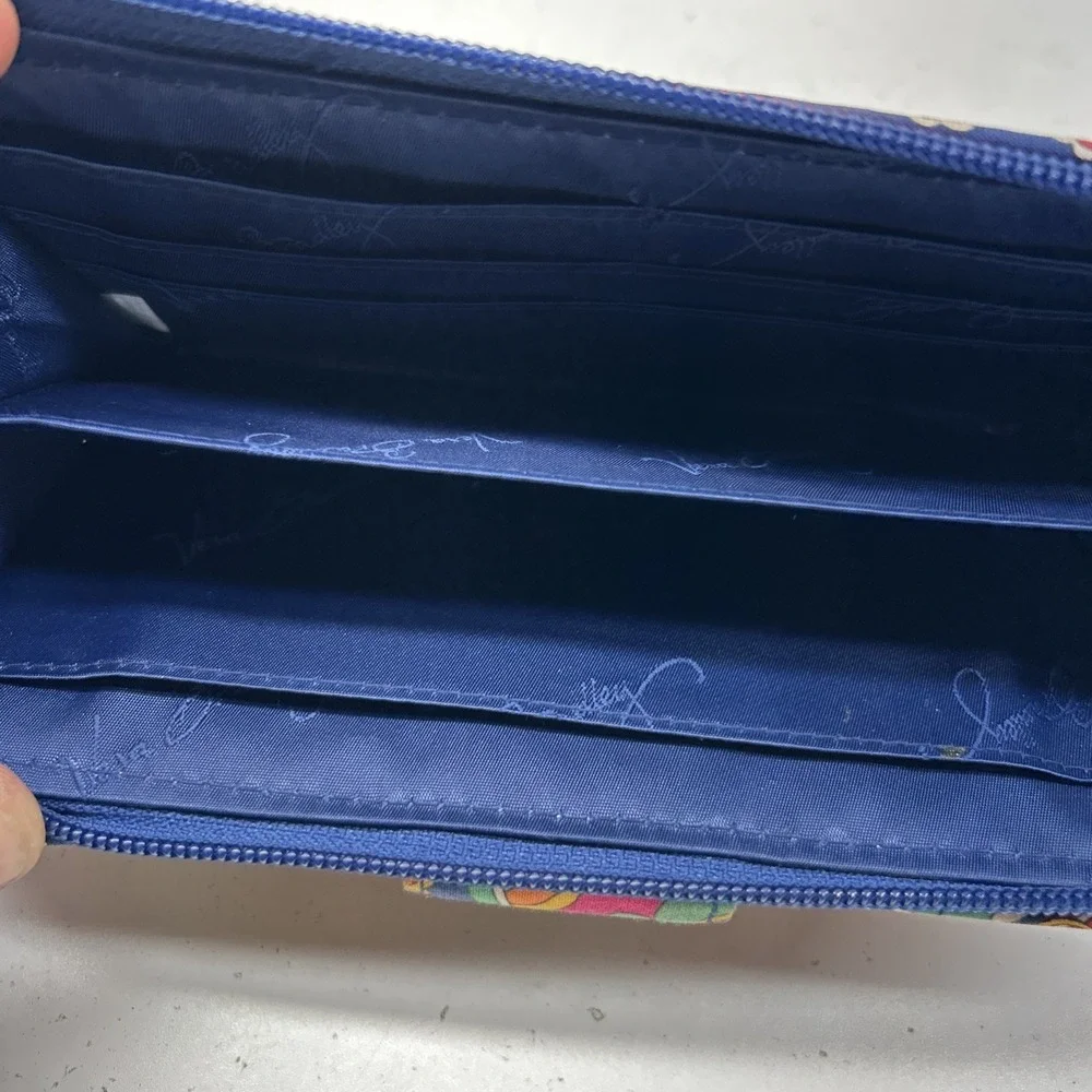 Vera Bradley Sun Valley Turnlock Wallet Colorful Paisley Zip Around Clutch - Picture 9 of 11